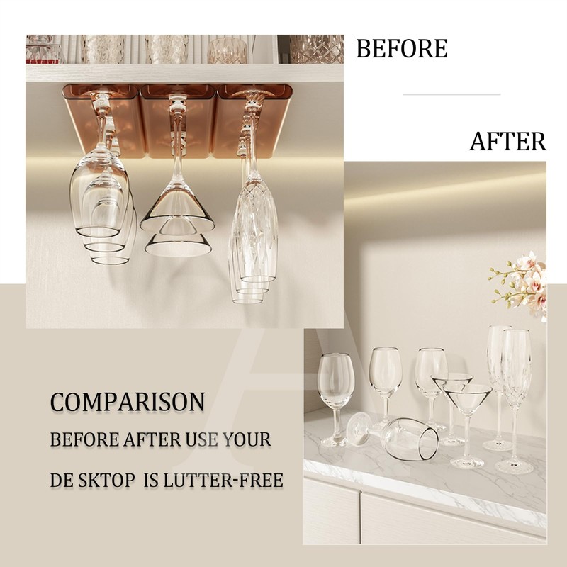 AQJUNONG 2Pack Wine Glass Rack, Punch-free Stemware Rack for Kitchen