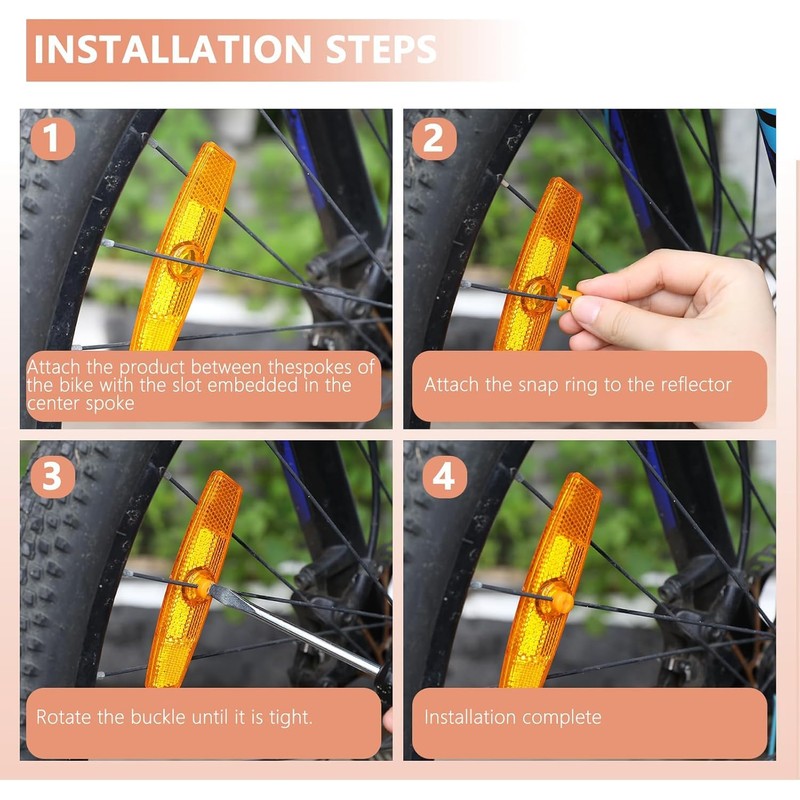 Lexziuo 8Pcs Bike Wheel Spoke Reflectors - Waterproof Cycling Safety