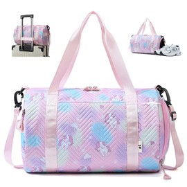 Girls' Sports Bag, 25L Yoga & Travel Bag, Swimming Bag, Waterproof Gym Bag, Sports Backpack with Shoe Compartment & Wet Compartment - Ideal for Girls, Children, Women, pink, Comfortable