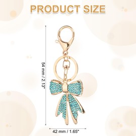 PATIKIL Bow Keychain for Women, Bag Purse Charm Rhinestone Bow Accessories for Key Handbag Backpack Car Ring, Lake Blue