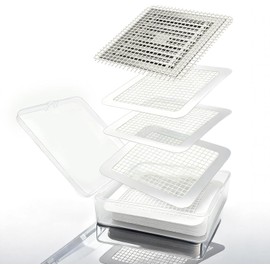 HO2ME Disposable Shower Drain Hair Catcher Mesh Stickers, 30-Pack | 3.94-inch, square,self-adhesive, waterproof, for floor drains, catch hair and debris,