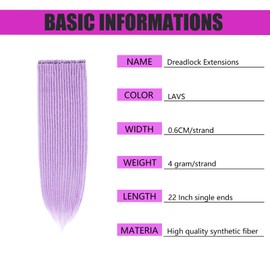 22 Inch 10 Strands Dreadlock Extensions Reggae Hip-hop Synthetic Hair Hippie Style Hair Dread Braids for Women and Men (22"strands of 10, LAVS)