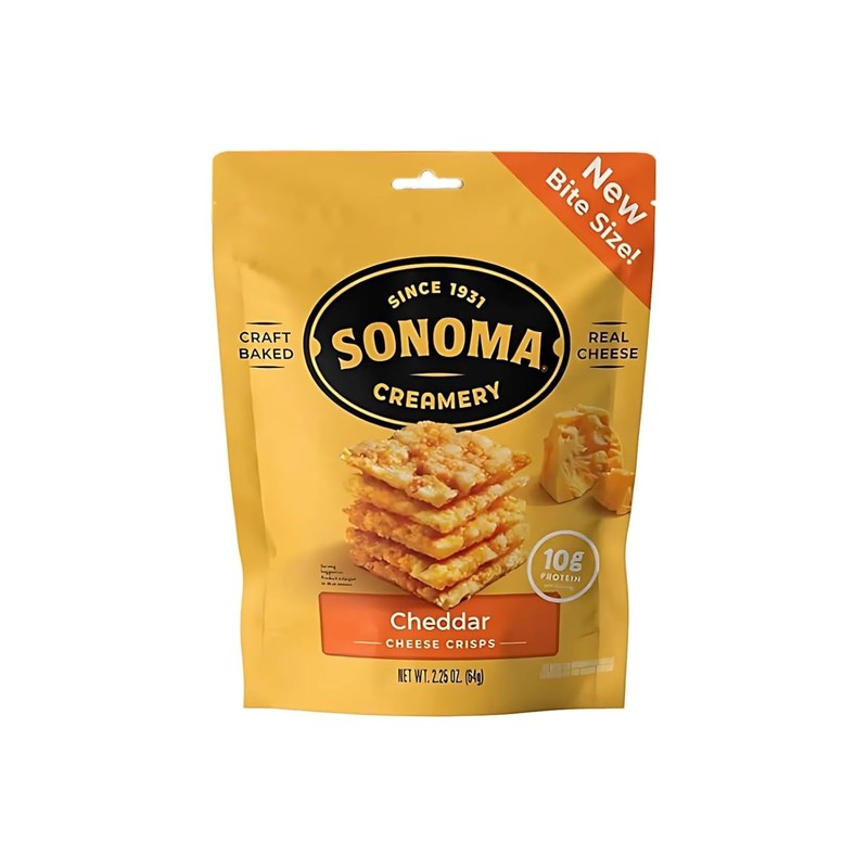 Sonoma Creamery Cheese Crisps, Cheddar, Savory Snack Cracker, High Protein,
