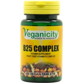 Veganicity B25 Complex : Vitamin B Supplement : 60 Tablets, in a Planet-Friendly 99% reccyled Pot