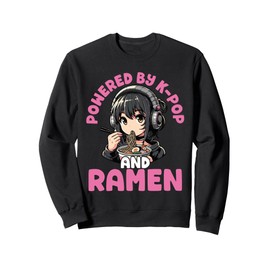 Powered by K-Pop and Ramen Anime Style Sweatshirt