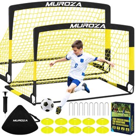 Kids Soccer Goals for Backyard Set, 2 Pack of 4x3 ft Portable Pop Up Soccer Nets with Soccer Ball, Cones, Complete Training Equipment for Youth, Toddler Outdoor Sports Games