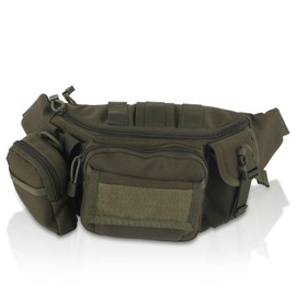 FOCUHUNTER Adjustable Storage Waist Bag Molle System Compatible Multi-Functional Waist Pouch Diagonal Sling Bag - Waterproof Lightweight for Walking, Travel, Sightseeing, Fishing, Commuting, green