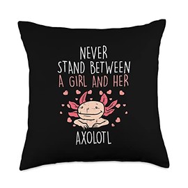 Never Stand Between Girl And Axolotl Funny Pet Girls Women Throw Pillow