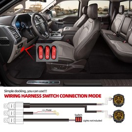 NKCELL POWER 12V 4-Pin LED Side Shooter Pods Wiring Harness Kit with 3 On/Off Switches for Off-Road Work Light, Heavy Duty Truck, ATV, SUV, Waterproof
