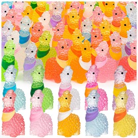 SYWHXY 28PCS Mini Resin Alpaca Figurines - Glow in The Dark Cute Alpaca Miniatures, Cupcake Toppers & Dollhouse Potted Plant Decor (10 Colors)