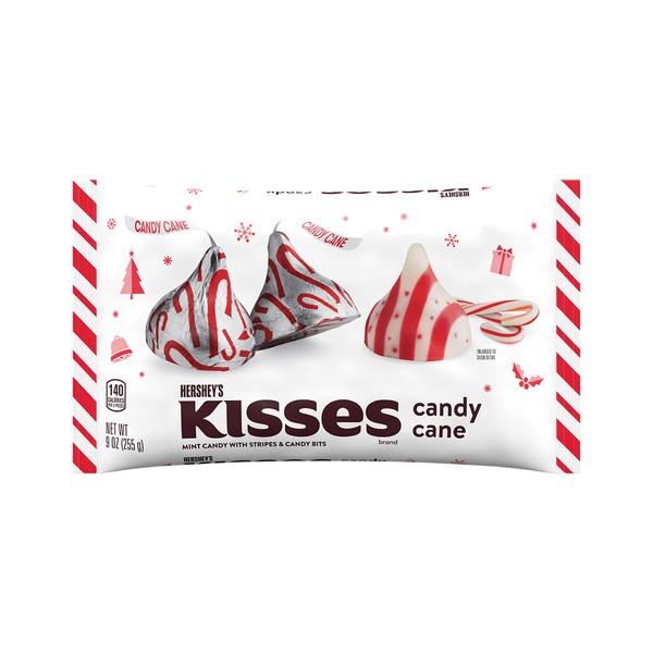 Hershey's Kisses Candy Cane Mint Con Rayas Y Caramelos, Navidad, Bolsa De 9 Onzas