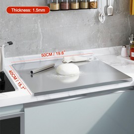 Stainless Steel Cutting Boards for Kitchen,304 Stainless Steel Chopping Boards with Lip and Non-slip silicone pad for Countertop Cutting Meats Fruits,Easy To Clean (15.7 * 19.6 * 0.06inch)