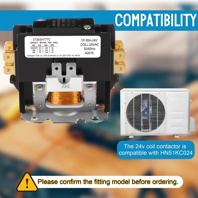 Gulfmew 1 Pole Air Conditioner Contactor FLA 30 Amp 24VAC