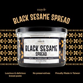 Mayde Black Sesame Paste Spread, Premium Ground Black Sesame Jam (8.8 oz, Black Sesame)