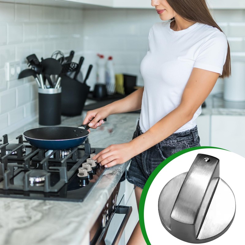 4 Pcs Cooker Knobs, Metal Gas Stove 6mm Control Knobs