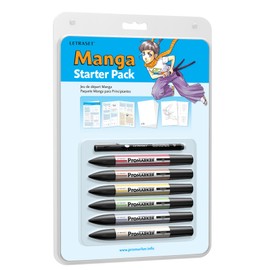 Letraset MSTP1 ProMarker Manga Starter Pack (6 Colours + 1 Fine Line Drawing Pen)