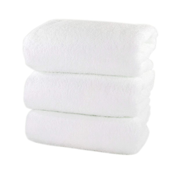 Towel Museum Daily Towel Bath Towel, Made in Japan, Set of 3, White, Approx. 23.6 x 47.2 inches (60 x 120 cm), Senshu Towel