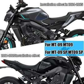 For MT-09 MT09 SP MT 09 SP 2025 Non-slip carbon fiber texture bottom side fuel tank stickers 3D embossed rubber fuel tank pads fuel tank knee pads mt09 mt-09 sp 2021-2025 motorcycle accessories (cyan)