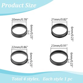 HOBBIESAY 4Pcs Black Ring Blanks 20-23mm Stainless Steel Grooved Rings Blank Core Ring Round Empty Ring Inlay Finger Rings for Jewelry Making Man Women Gift DIY Craft