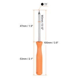 QUARKZMAN Torx Screwdriver T7 4 Inch Length Carbon Steel Non-Magnetic Security Star 6 Point Head Precision Screwdriver with Non-Slip Handle, Yellow