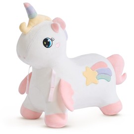 FUNLIO Unicorn Bouncy Horse, Rainbow Fairy Bouncy Pals for Toddlers 18 Months to 5 Years, Inflatable Ride on Unicorn, Removable Cover & Washing Machine Safe, Unique Horse Toys Gift, CPC & CE Certified