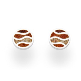 DUR Strandlust O5141 Sterling Silver and Brown Amber Earrings 8mm, Silver, No Gemstone