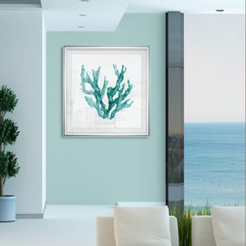 Renditions Gallery Sea Coral II Abstract Nautical Wall Art Canvas Framed Artwork Giclee Prints Modern Home Decor Painting