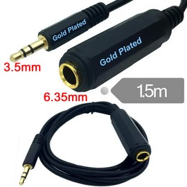 AKNPMHT Audio Converter Cable 6.35MM Mono Standard Plug Female to 3.5mm Stereo Mini Jack Male Home Audio Cable 1.5M