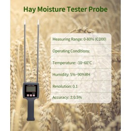 TK100H Portable Hay Meter, Hay Tester with Probe, Fast Measurements, for Cereal Straw Forage Grass Alfalfa Leymus