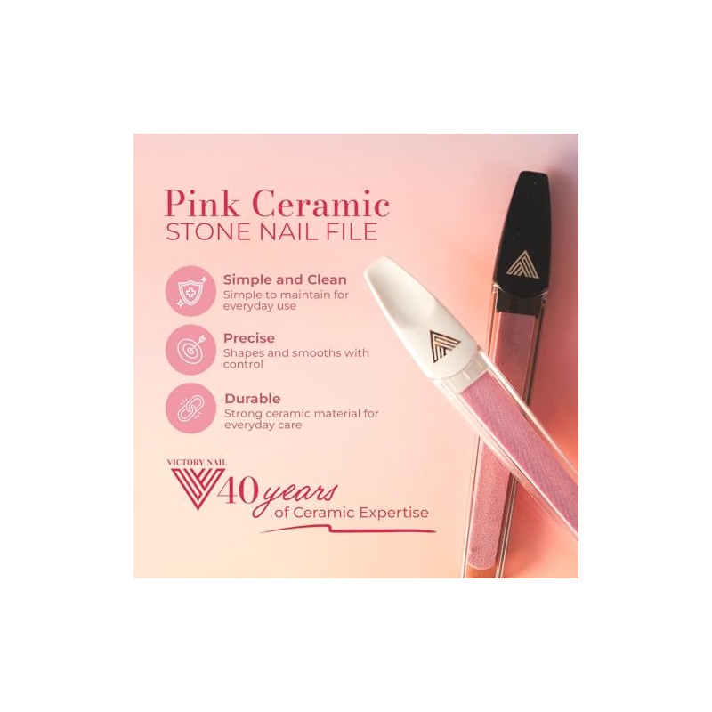 Lima de uñas (2 unidades, cerámica), color rosa