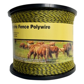 Upgraded Electric Fence Polywire 5050 feet 1540 Meters,1/8 Diameter Portable Electric Fencing Polywires, 6 Stainless Steel Strands,Easy to Install,Yellow and Black,Portable Electronic Fence