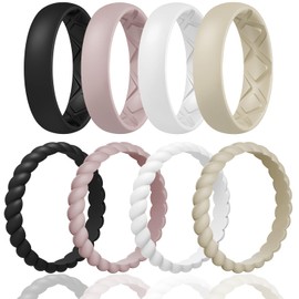 Egnaro Engagement Rings Women, Inner Arc Ergonomic Breathable Design Silicone Rubber Wedding Bands