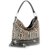 Zzfab Leopard Purse Rhinestone Band Hobo Bag Coffee