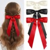 3PCS Satin Hair Bow Clips, Black, Red, Beige Silk Satin