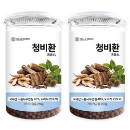 Hello Green Domestic Cheongbihwan 250g / 헬로우그린 국내산 청비환 250gX2(통) 총500g (유근피, 도라지, 박하잎, 구아바잎, 도두씨앗, 도꼬마리열매)