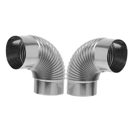 Tofficu 2pcs Stainless Steel Flue Elbow Pipe Chimney Tube for Indoor Kitchen Ventilation Leakproof Connection Versatile Exhaust for Water Heaters Range Hoods