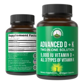 Peak Performance Vitamina D 5000 Iu Con K1 Mk-7 60 Cpsulas                                                                                            
