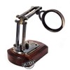 Vintage Antique Brass Magnifying Glass with Wood Stand Jewelry Optics
