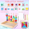 ZHXGO Wooden Beads Sequencing Toy Set, Lacing Beads Building Blocks,