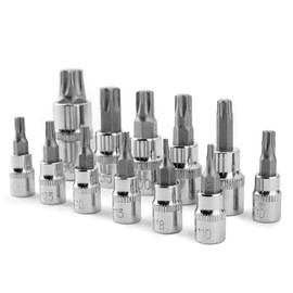 Gunpla 13 Pieces Torx Bit Socket Set T8 – T70 Chrome Vanadium Steel 1/4”, 3/8” and 1/2” Drive Heavy Duty Star Sockets Tools