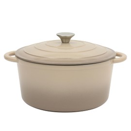 Gibson Home Addlestone 7 Qt Enameled Cast Iron Dutch Oven Pot with Lid – Round, Oven Safe to 500°F, Ideal for Bread Baking & Stews - Gradient Taupe