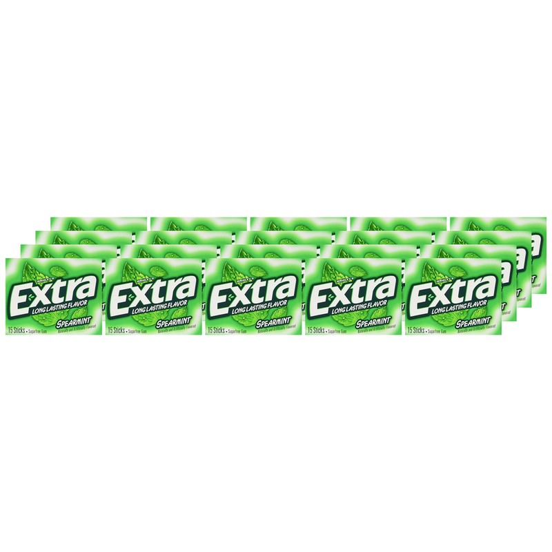 Wrigley's Sugar Free Gum, Extra Spearmint,20 count,15 sticks each