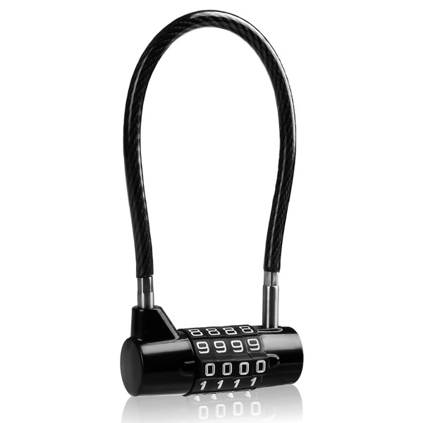 4 Digit Combination Padlock,Long Steel Cable Lock for Outdoor Padlocks