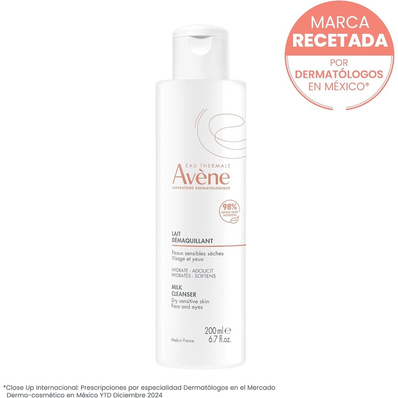AVENE, Leche desmaquillante suave, limpia, hidrata y calma, para piel