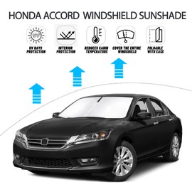 D-Lumina Windshield Sun Shade Compatible with 2013 2014 2015 2016 2017 Honda Accord Accessories, Front Window Sunshade Sun Visor Protector Block UV Rays Heat, Foldable 2 Layers 210T Material