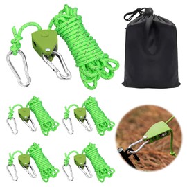 4 x 4 mm Adjustable Rope Ratchet with Rope Tensioner, 4 m Adjustable Nylon Guy Ropes Camping, Rope Ratchet with Hooks, Ratchet Rope Pull Ratchet for Hangers, Plant Lamps, Tents