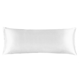 BEDELITE Satin Body Pillow Cover, Super Soft and Cooling Body Pillow Pillowcase for Hair and Skin, Breathable Silky Full Long Pillowcase Cover(20"x54", White)