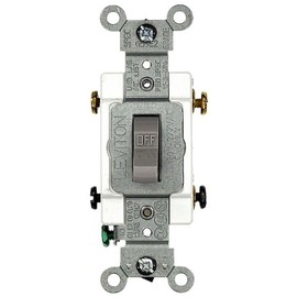 Leviton 1222-SGY 20 Amp, 120/277 Volt, Toggle Double-Pole AC Quiet Switch, Heavy Duty Grade, Grounding, Gray