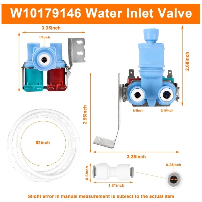 Ice Maker Water Valve Whirlpool Kenmore Coldspot Superba Refrigerator