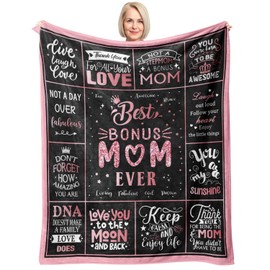 Ownxhbc Gifts for Bonus Mom from Daughter, Bonus Mom Birthday Gifts, Best Bonus Mom Ever Gifts, Mothers Day Christmas Bday Presents for Bonus Mom, Step Mom Gifts Throw Blanket 50" X 60"
